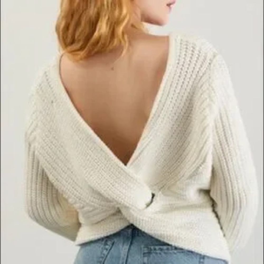 Pacsun L.A. Hearts Knot Back Chunky Knit Crop Oversized Sweater Sz X-Small